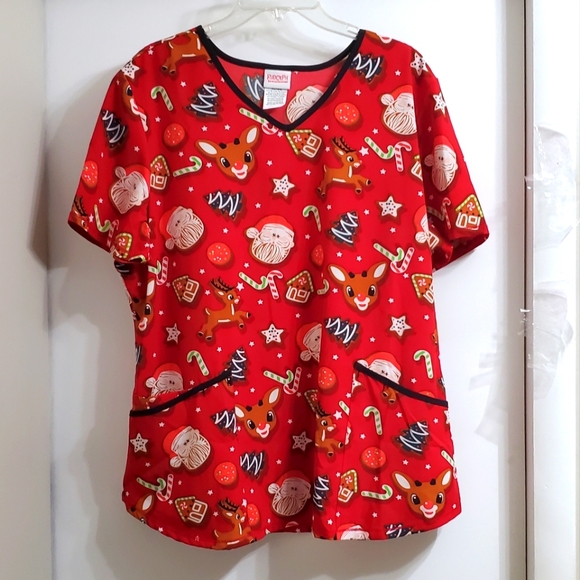 Rudolph The Red-Nosed Reindeer Tops - Rudolph, Santa, Christmas Scrub Top 🎄